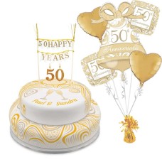 Golden Anniversary Tiered Set (Three Tier (L) (Serves 75))