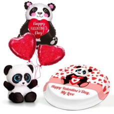 valentine's panda gift set (large cake (servers 40-55))