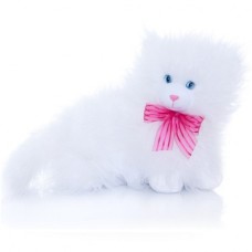 Plush Kitten 30 Cm - White Hairy Sly Kitty