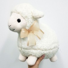 Plush Sheep 30 Cm - Light With Pearl Bow