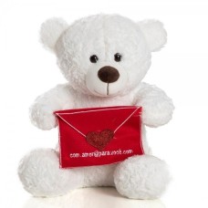 Stuffed Bear 30 Cm Sitting - White Love Letter
