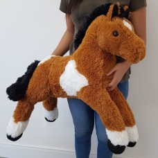 Plush Horse 1 Meter Lying - Pampa Light Brown With White