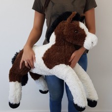 Plush Horse 1 Meter Lying - Pampa Dark Brown With White