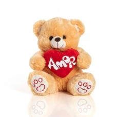 Stuffed Bear 31 Cm Sitting - Yupi With Caramel Heart