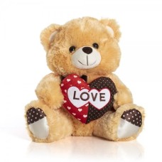 Stuffed Bear 34Cm Sitting - Too Much Caramel With Red And Brown Heart