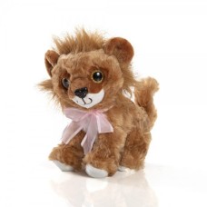 21 Cm Sitting Plush Lion - Puppy With Pink Bow