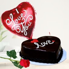 Cake, Rose Chocolates & Balloon
