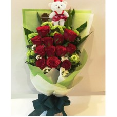 Roses Bouquet with Plush Teddy