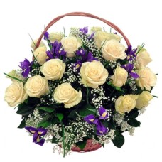 White Rose Basket Arrangement