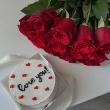 Expression of Love for Valentine's -Bento Cake & Flowers
