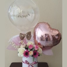 Personalized Bubble Balloon & Mixed Flowers Box