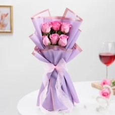 Elegant Aqua Pink Rose Bouquet