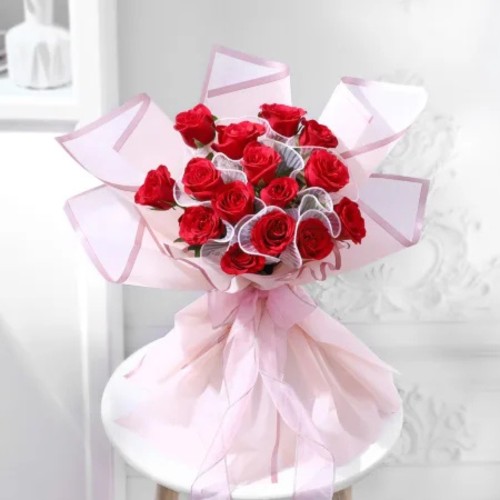 16 Red Roses Wrapped with Love