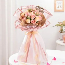 15 Roses Blushing Blooms Anniversary Bouquet