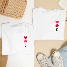 King Queen and Heart Couple T-Shirt Personalized
