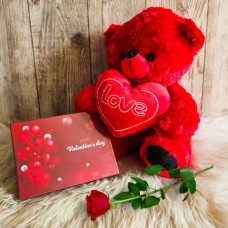 Valentine's Day Combo Offer - Red Teddy, Chocolates & Red Rose