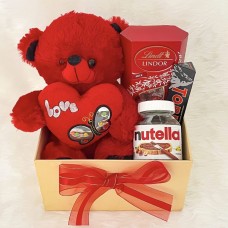 Delightful Valentine's Day Gift Hamper: Chocolates, Teddy Bear