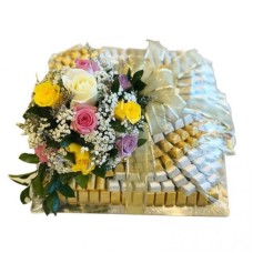 Chocolate & Flowers Tray Arrangement