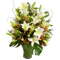 Resplendent Lilies - 5 Lilies 3 Madonnas Flower Arrangement