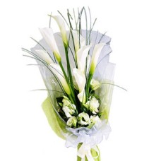 Premium Lofty Calla - 10 Calla Lily, Eustomas Flower Bouquet