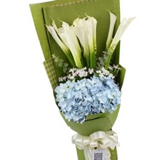 Premium Gorgeous Kayla - 10 Calla Lily and 1 stalk Hydrangea Flower Bouquet