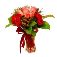 Love Sparks - Rose Carnations Flower Arrangement (Love Sparks - 12 stalks Roses Flower Arrangement)