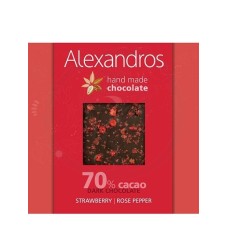 3 Handmade dark chocolate with rose pepper & strawberry from Attica "Alexandros" 90g