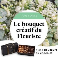 White bouquet from the florist & Chocolate almonds (Big)