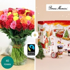 Armful of roses and its Bonne Maman Advent Calendar (20 stems)