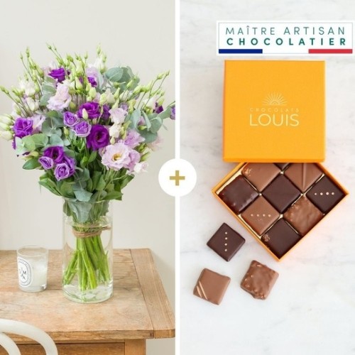 Bouquet of Parma Lisianthus and Chocolates (Normal)