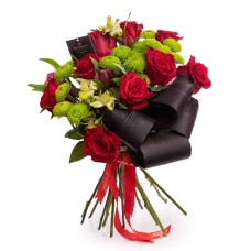Bouquet of roses, alstroemeria, santini (Premium)