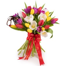 Wonderful multicolored tulips (deluxe)