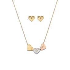 Nuvi Necklace And Earrings 3 Tricolor Hearts