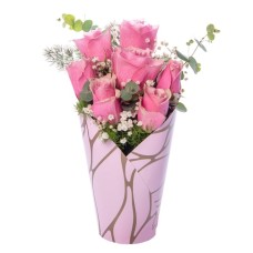 7 Pink Roses in Pink Decorative Box
