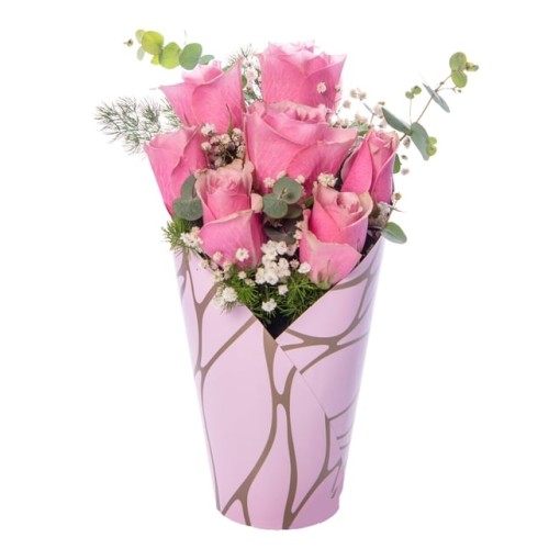 7 Pink Roses in Pink Decorative Box