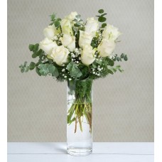12 White Roses - Dozen Clouds