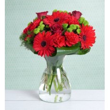 Carnations Gerberas And Roses - Red And Precious!