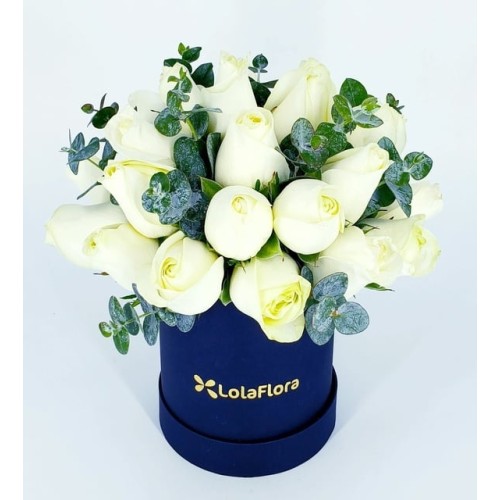 24 White Roses In A Box