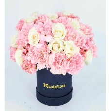 White And Pink Carnations In Box