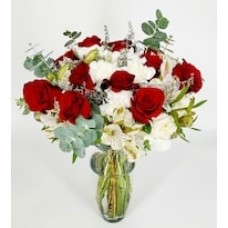 Red Roses, Carnations and White Astromelias