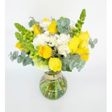 Yellow Roses, Doggies and Carnations