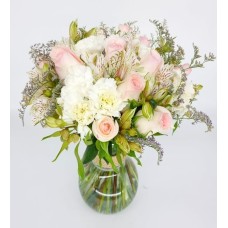 Pink Roses, Carnations And White Astromelias