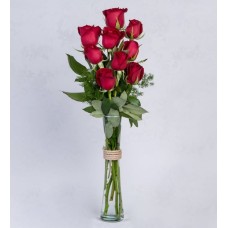9 Red Roses in a Vase