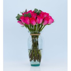 24 Topaz Roses In A Vase