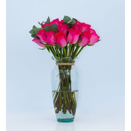 24 Topaz Roses In A Vase