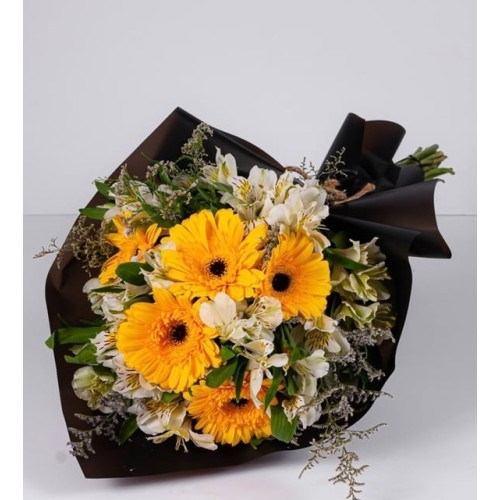 Bouquet Yellow Gerbera And Astromelia