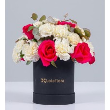 White Carnations And Pink Topaz In A Box