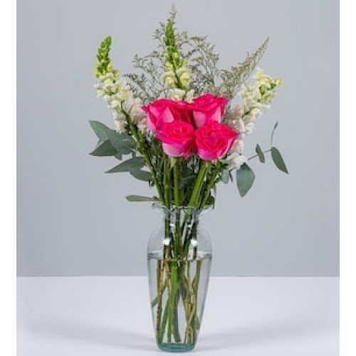 Pink Roses with White Dogs