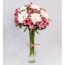 White Gerberas And Pink Astromelias