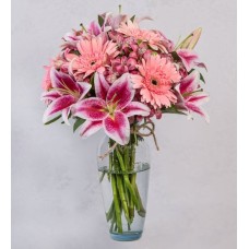 Pink Lilies, Pink Gerberas And Pink Astromelias